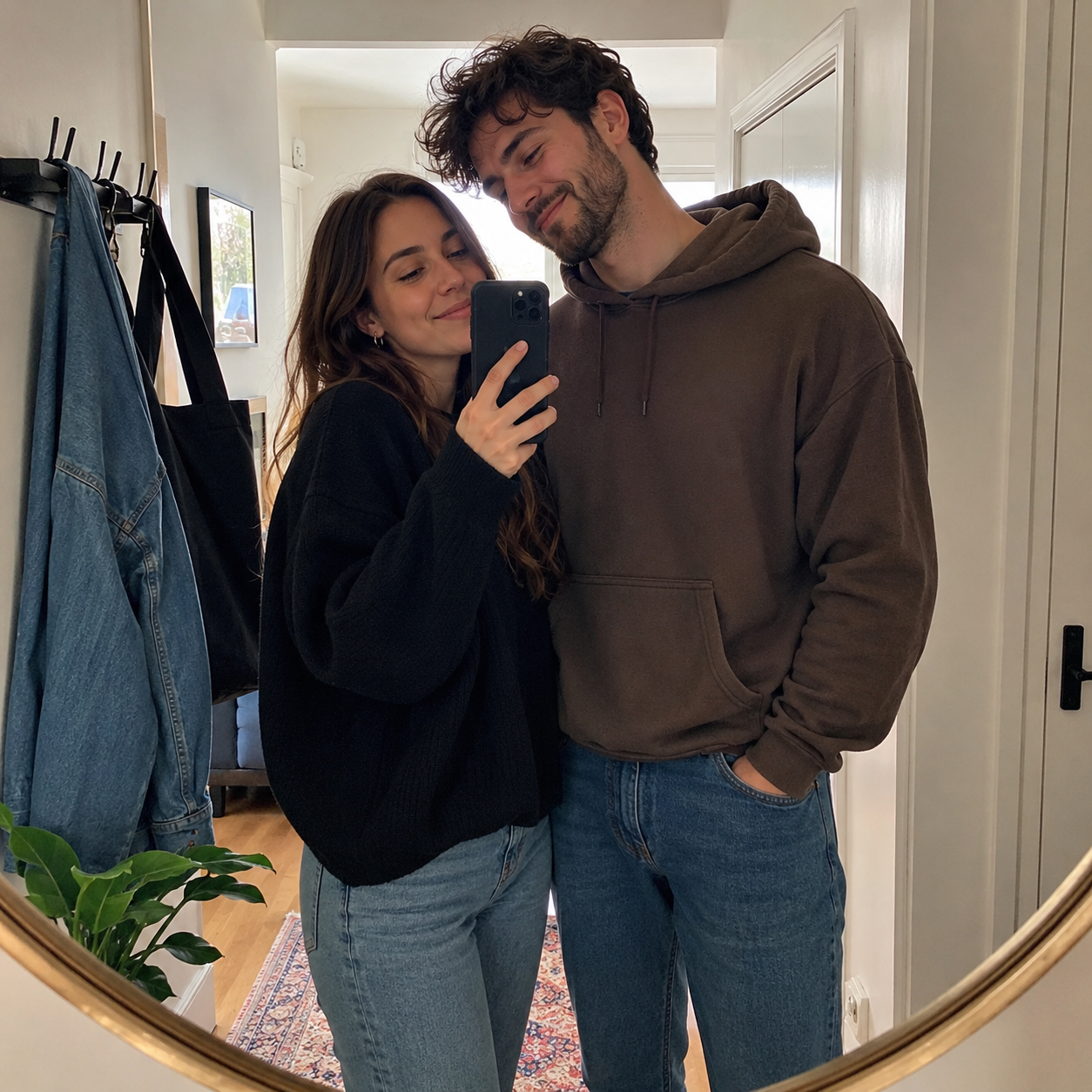 Prompt-Vorschau für Casual Couple Mirror Selfie