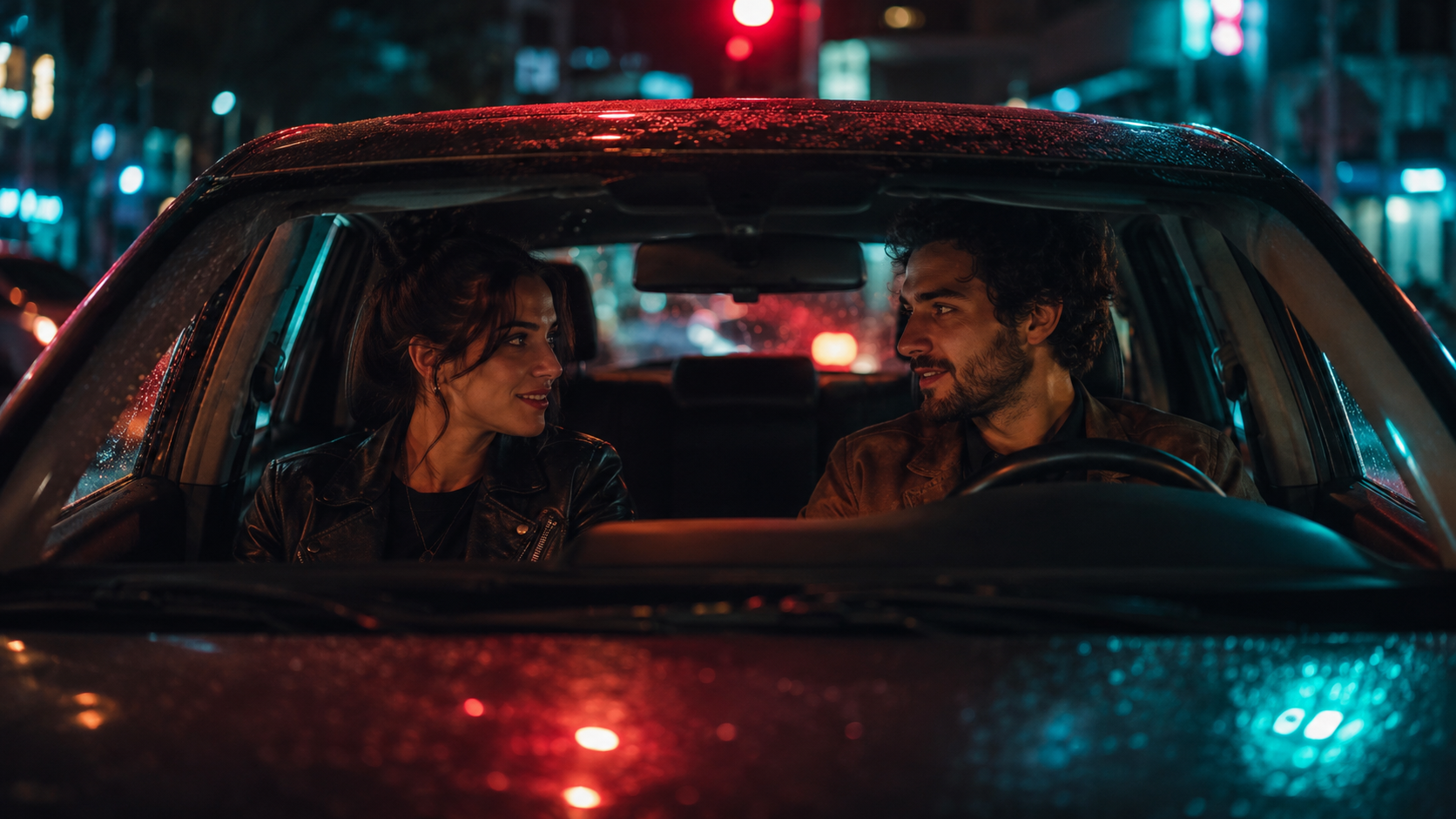 Prompt-Vorschau für Neon Car Date Portrait