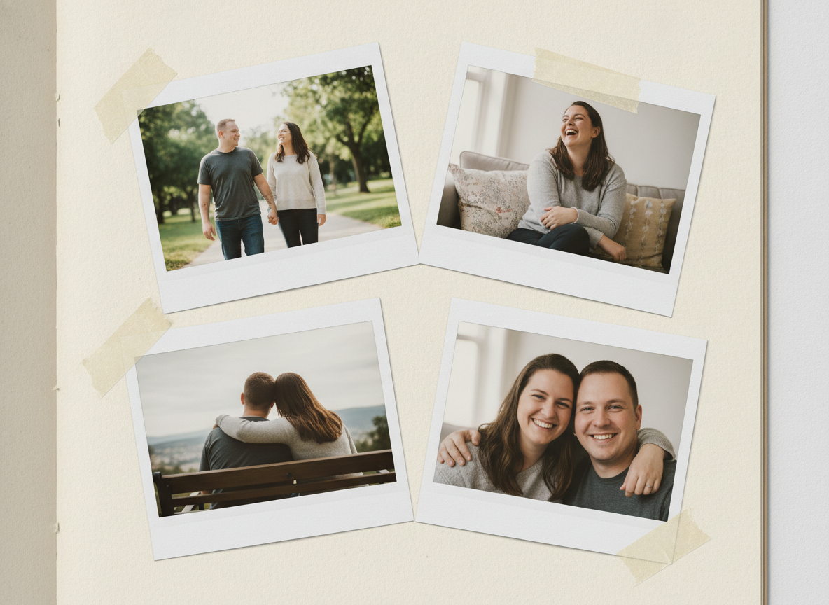 Prompt-Vorschau für Polaroid Couple Memory Collage