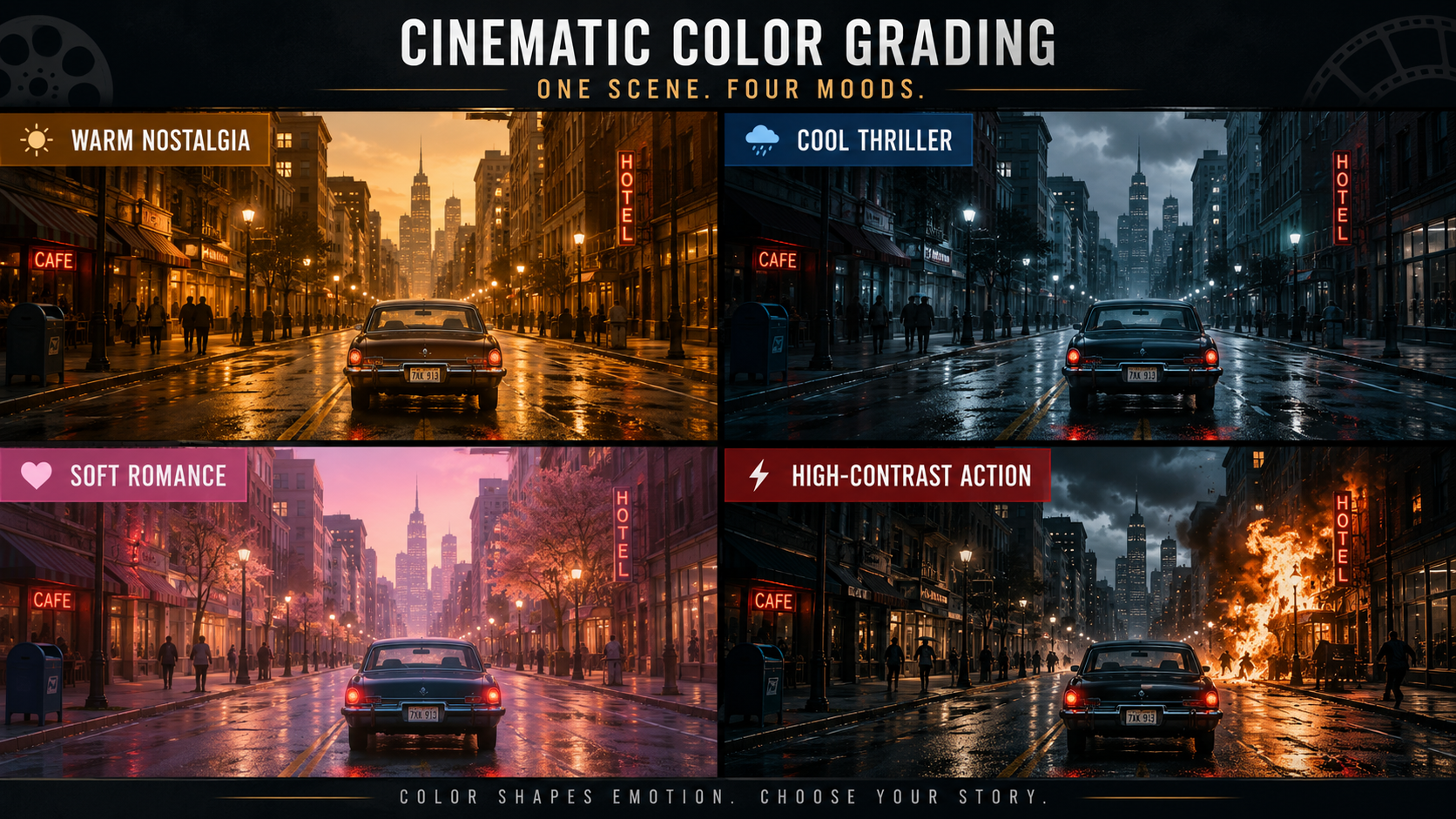 Cinematic Color Grade Comparison prompt preview