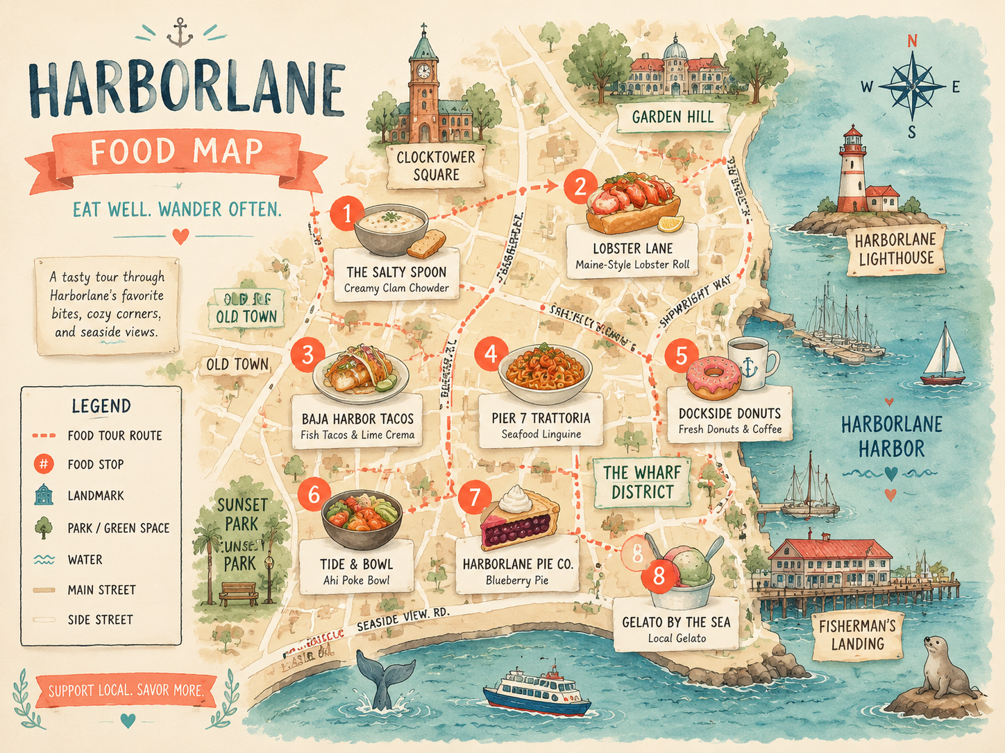 Illustrated City Food Map prompt preview