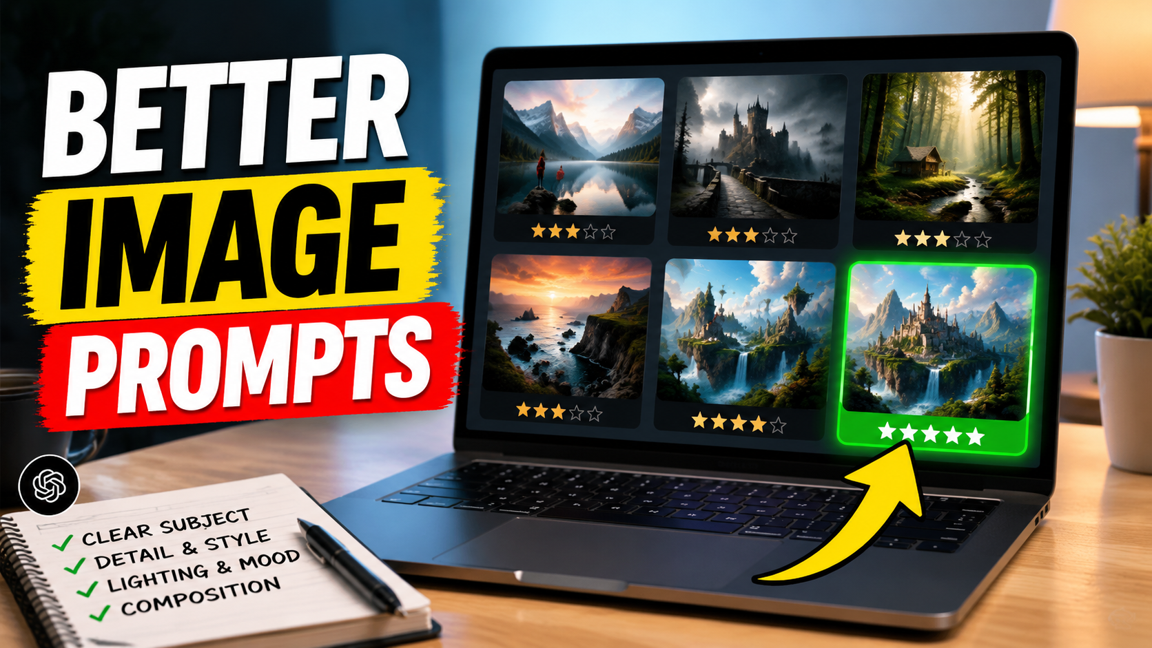 Anteprima del prompt YouTube Tutorial Thumbnail