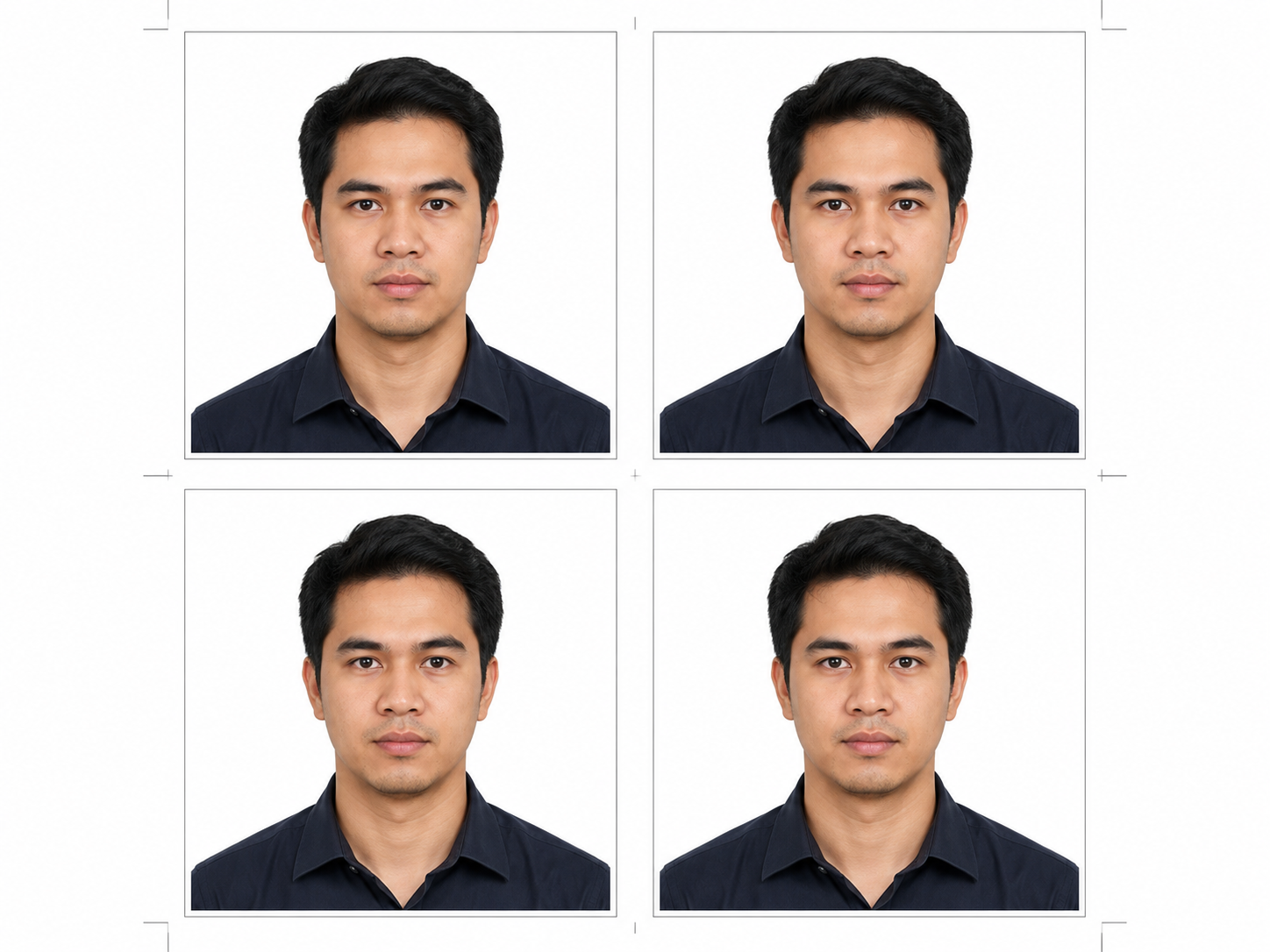 Aperçu du prompt Print-Ready Passport Photo Sheet Prompt